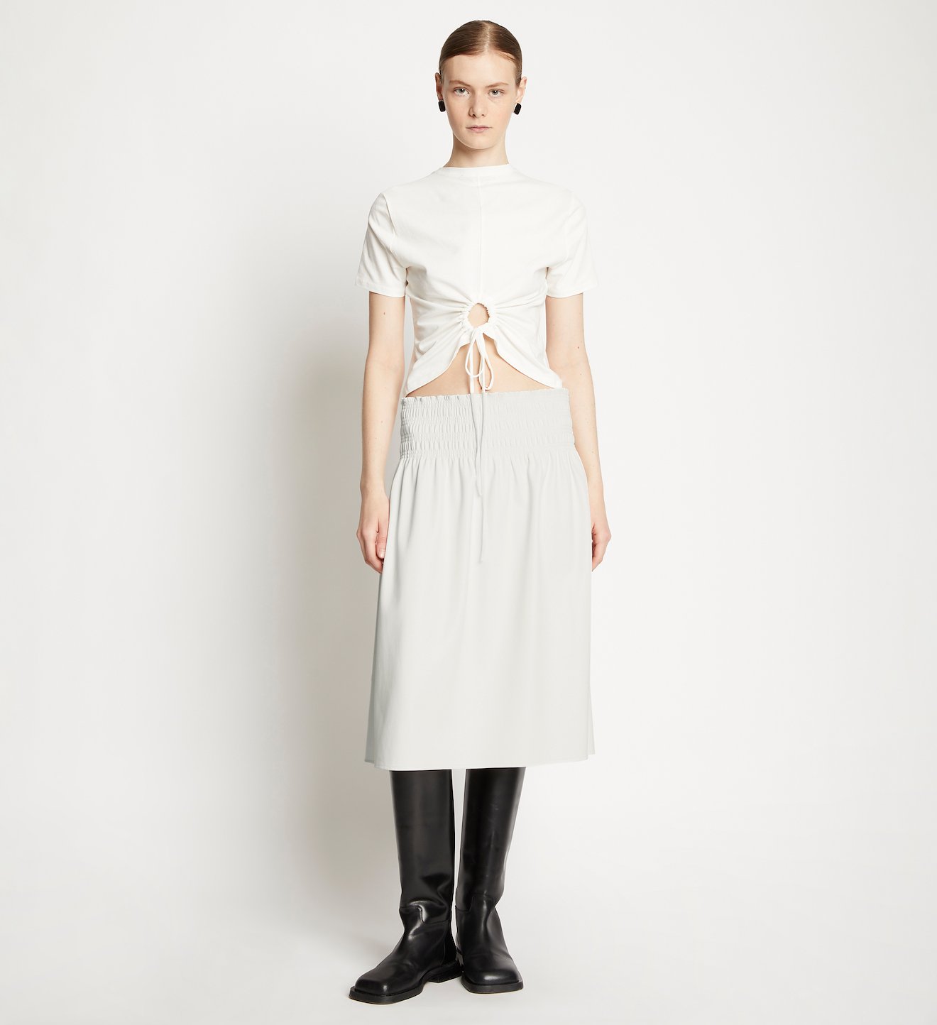 Faux Leather Smocked Skirt