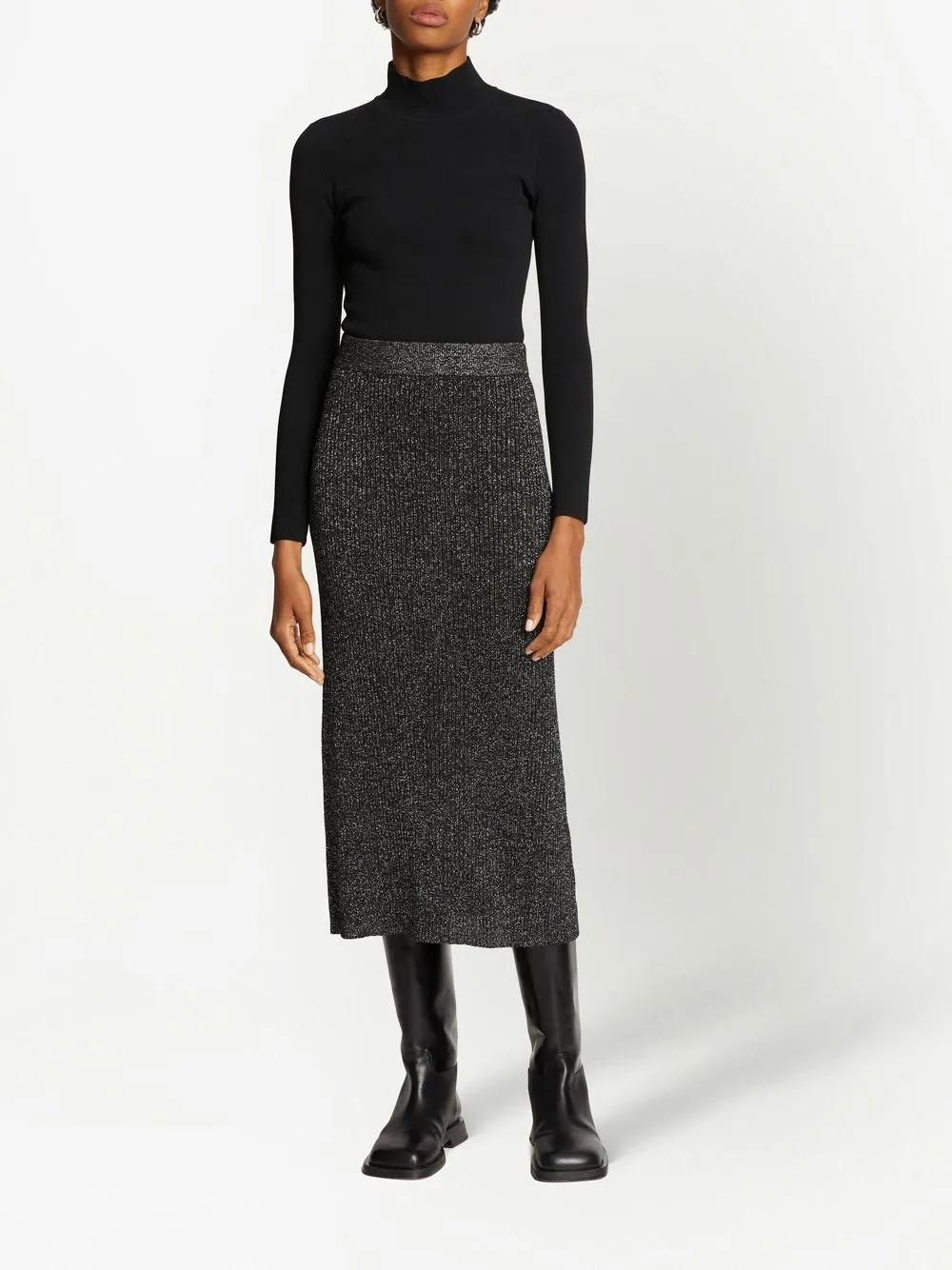 Proenza Schouler White Label Lurex Rib Knit Skirt Farfetch