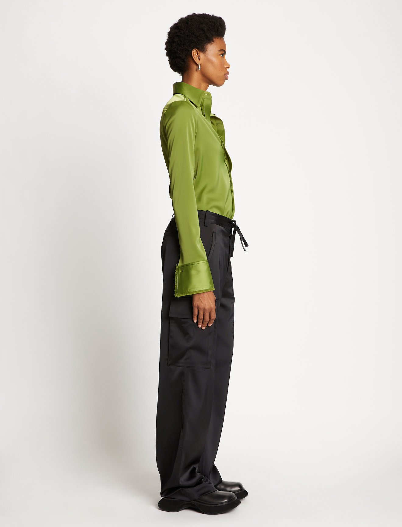 Satin Drawstring Cargo Pants #1