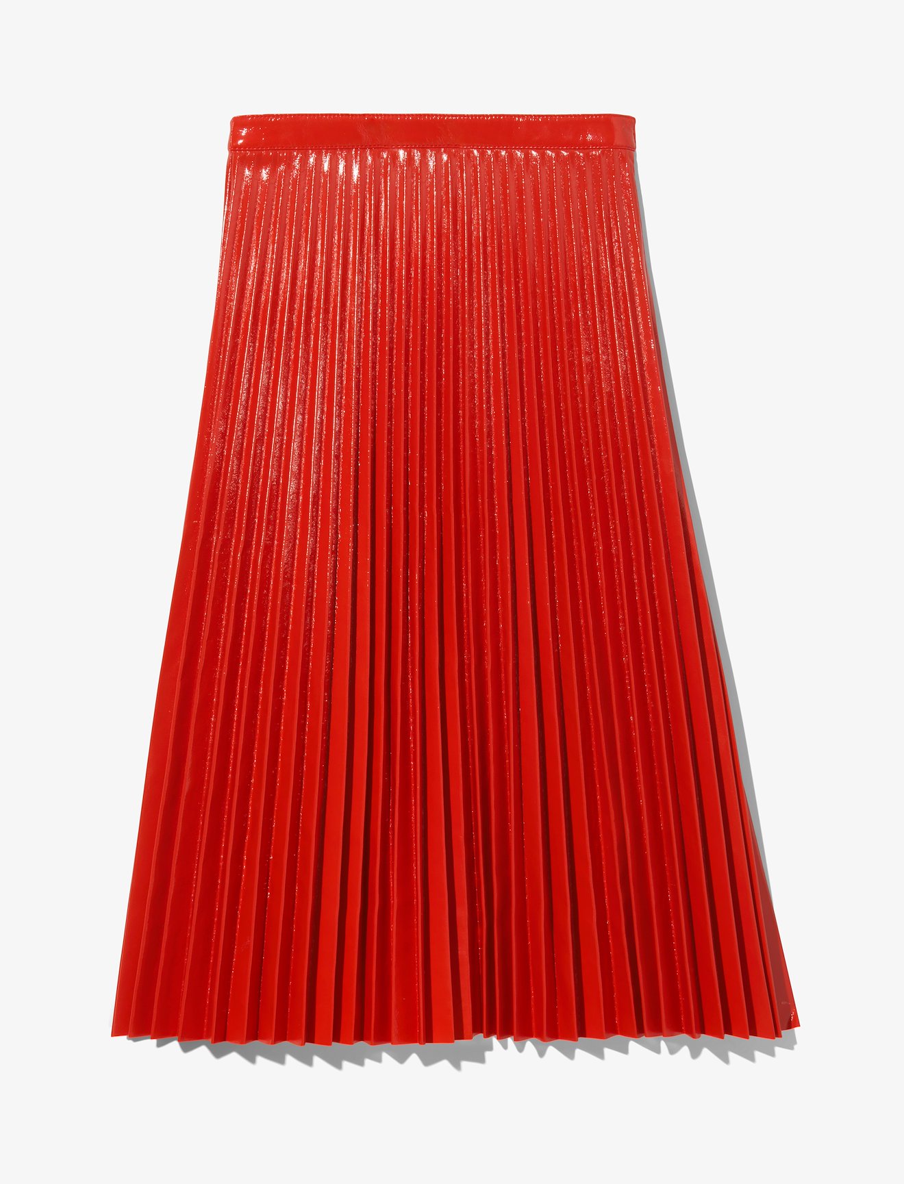 Lacquered Canvas Pleated Midi Skirt #4
