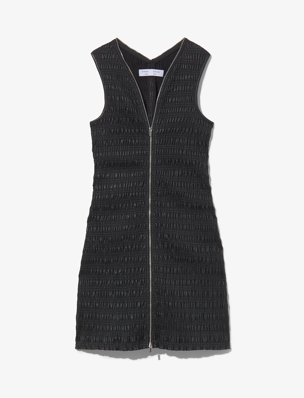 Faux Leather Smocked Zip Dress