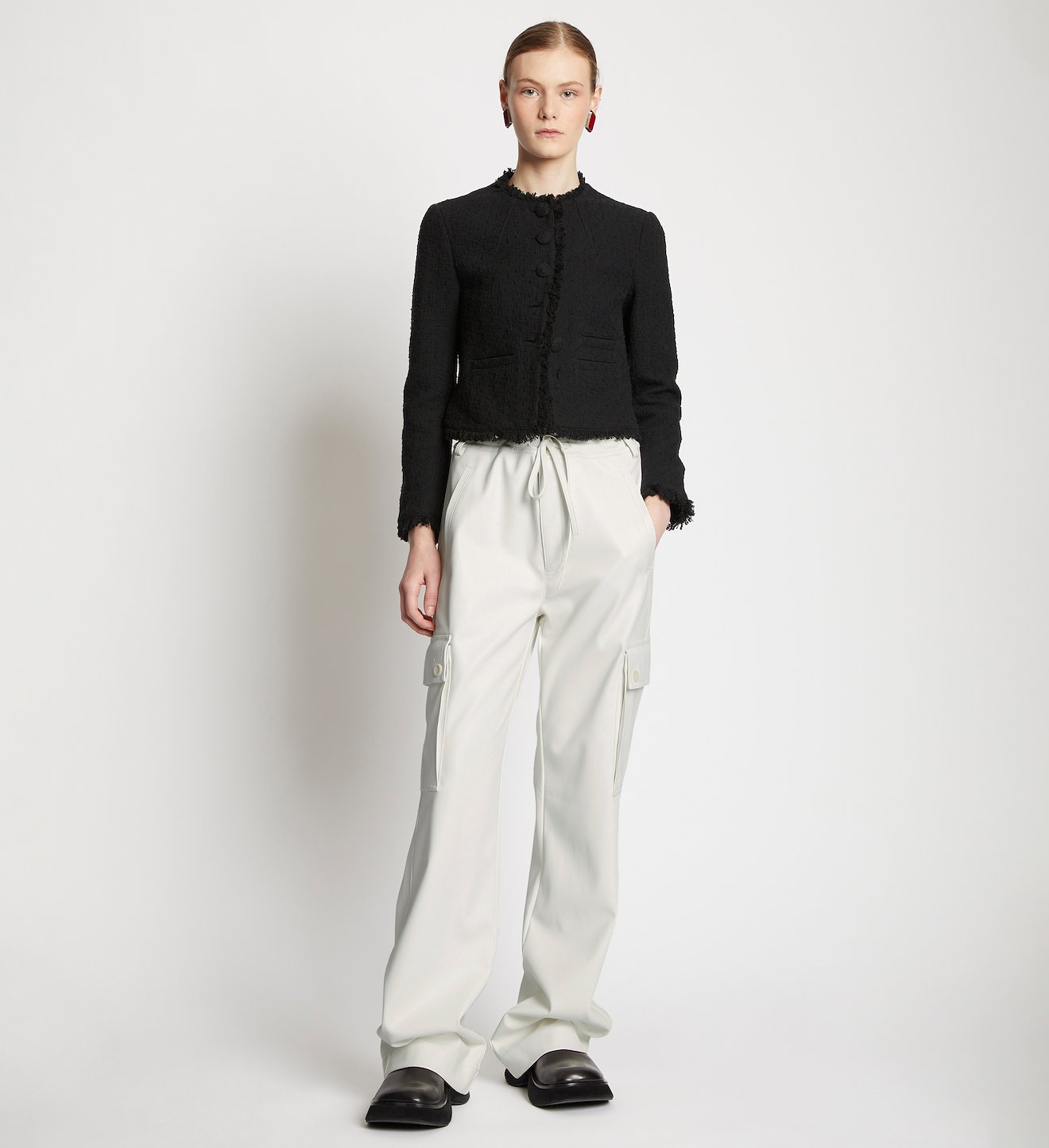 Faux Leather Drawstring Cargo Pants