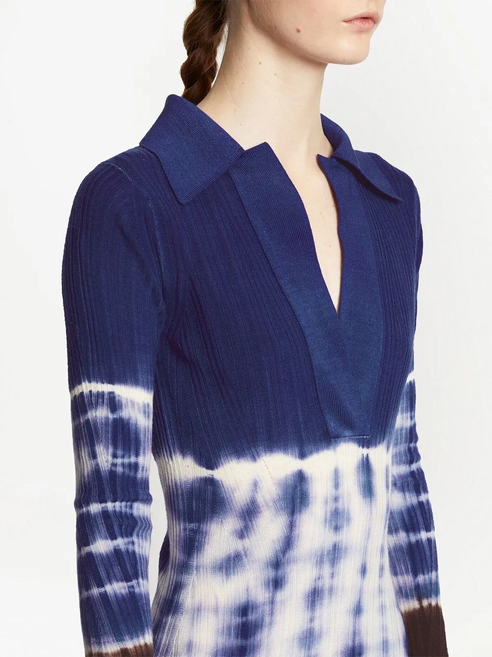 Proenza Schouler White Label Dip Dye Long Sleeve Wool Sweater Dress In Blue