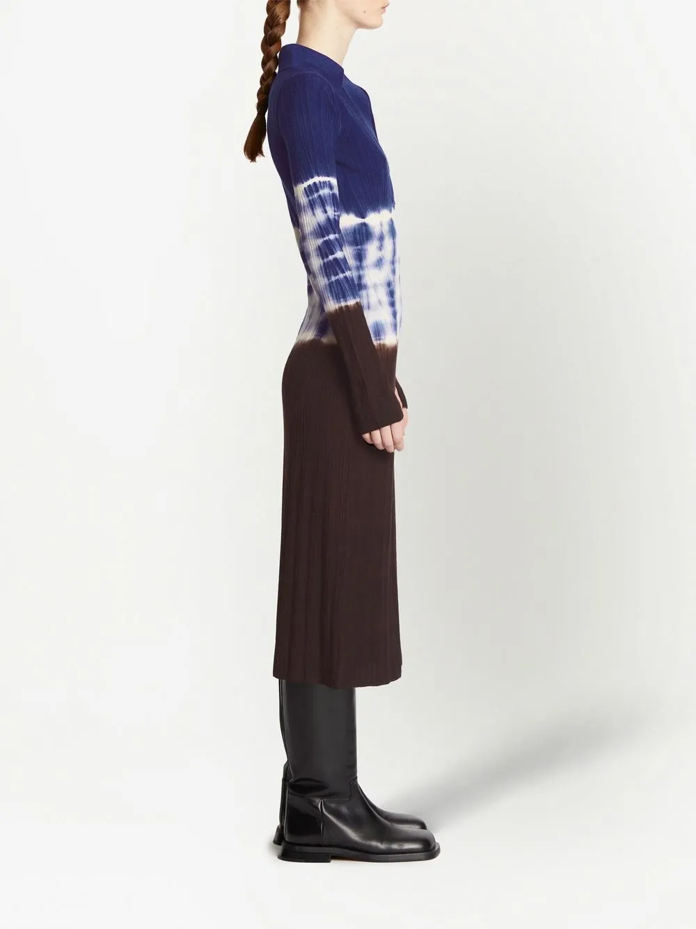 Proenza Schouler White Label Dip Dye Long Sleeve Wool Sweater Dress In Blue
