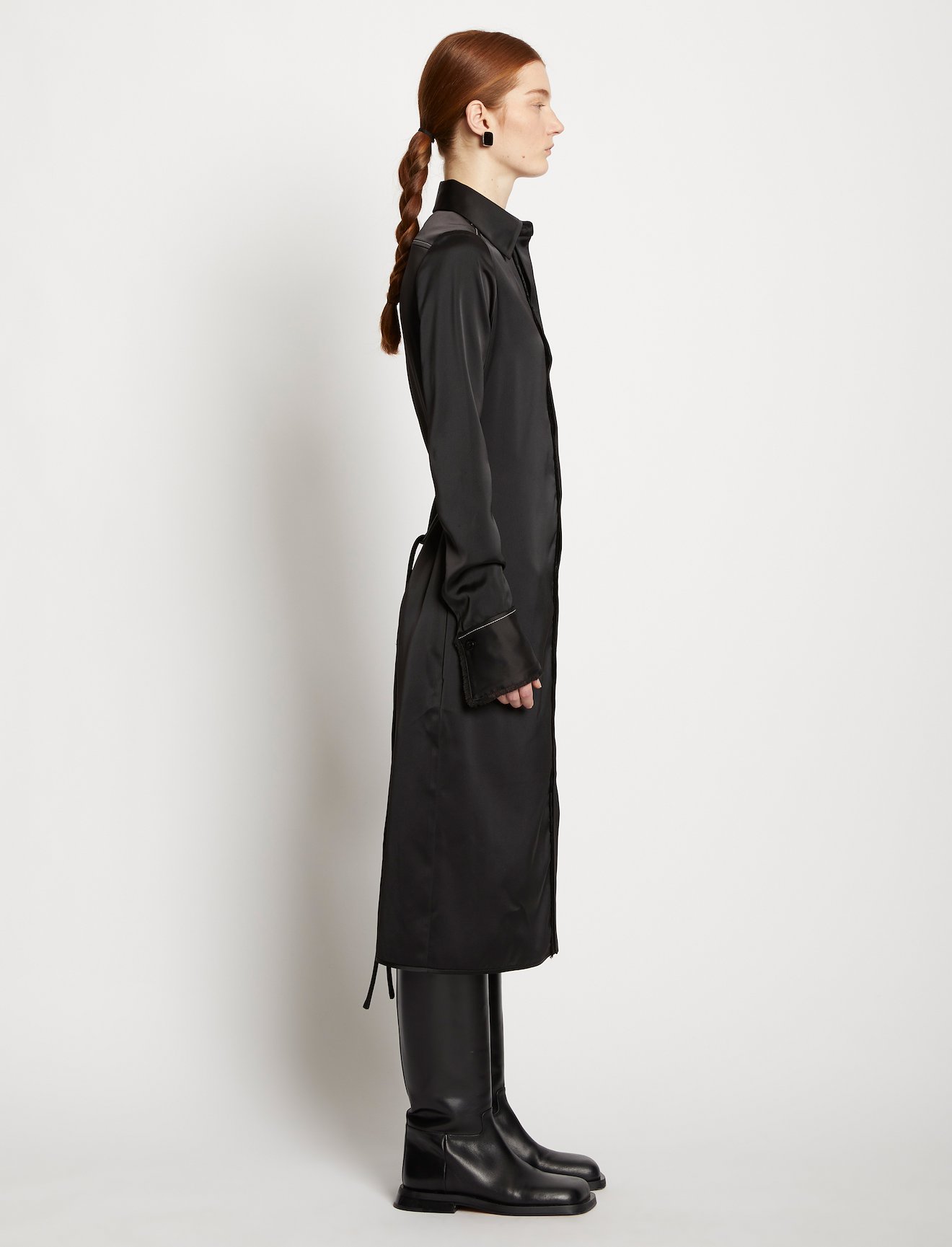 Stretch Satin Shirt Dress #1