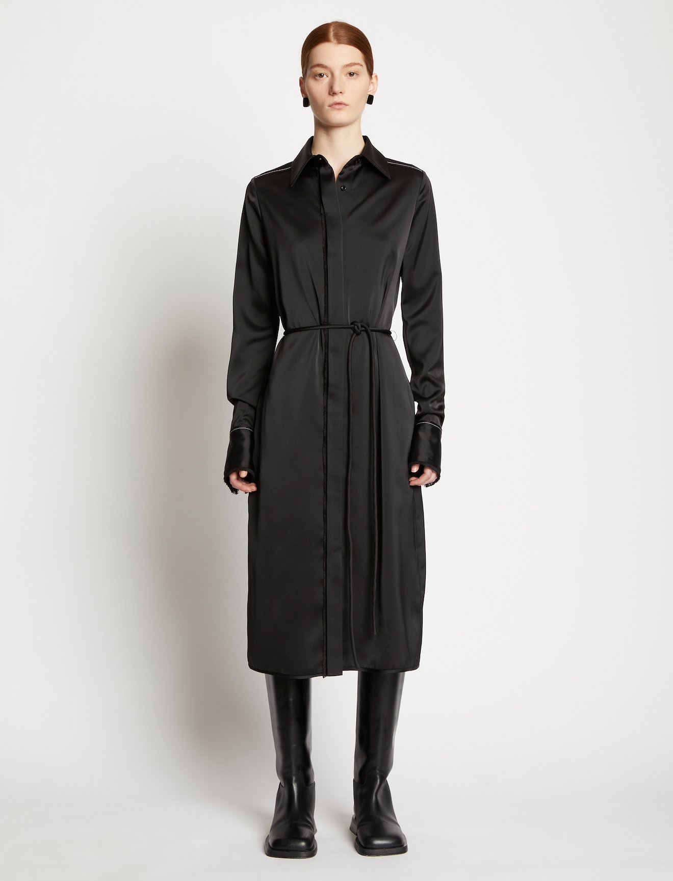 Stretch Satin Shirt Dress #5