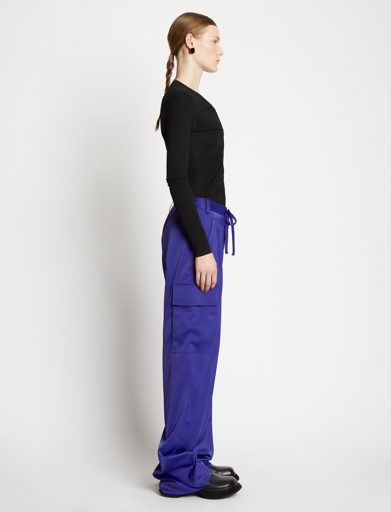 Satin Drawstring Cargo Pants #1