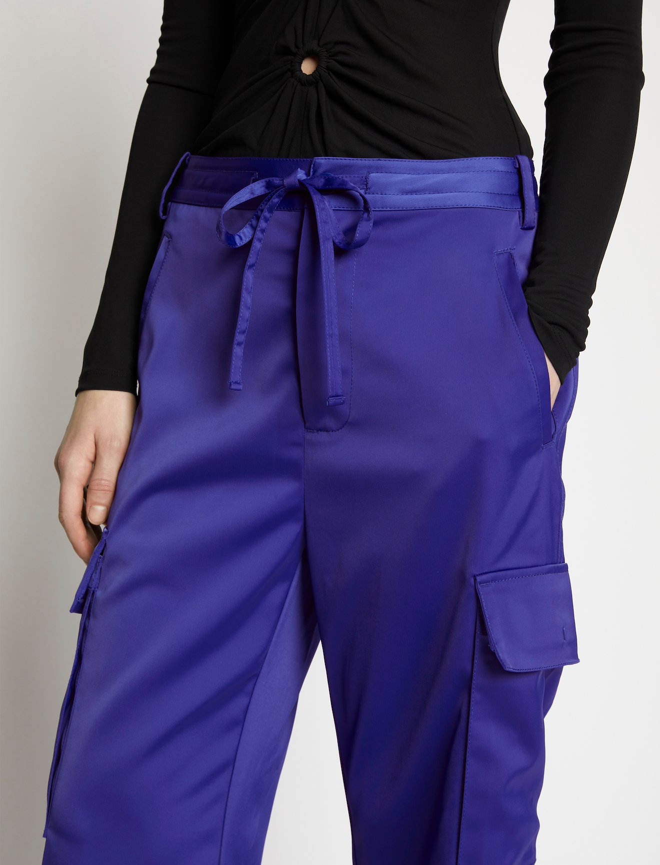 Satin Drawstring Cargo Pants #3