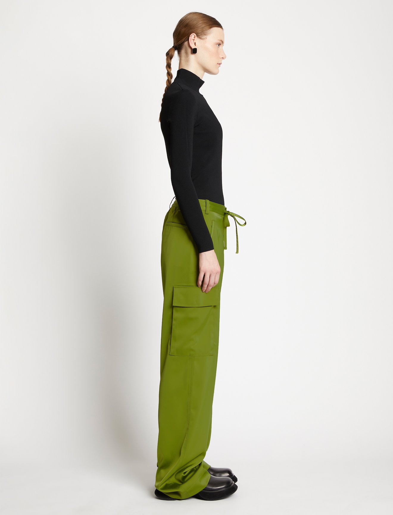 Satin Drawstring Cargo Pants #1