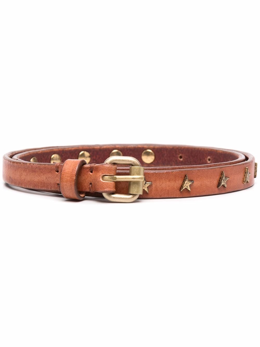 buckle-fastening studded leather belt