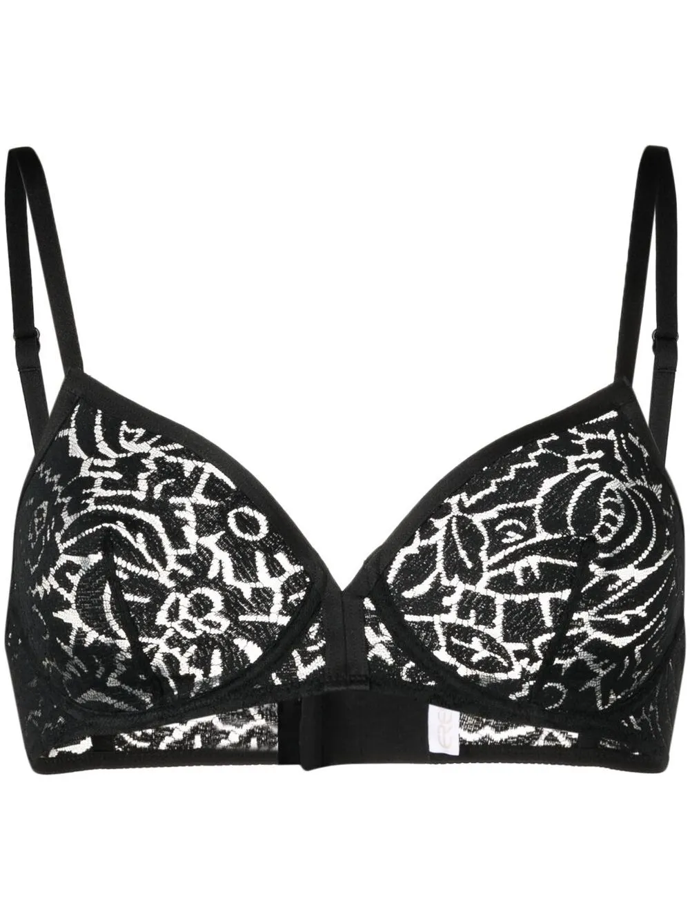 

ERES brasier con detalle de encaje floral - Negro