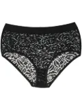 ERES floral-embroidery mesh thong - Black