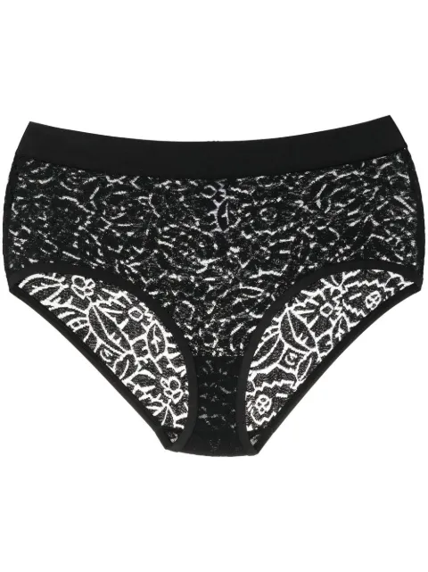 ERES floral-embroidery mesh thong