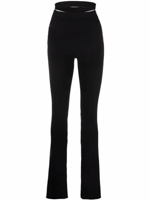 ANDREĀDAMO ribbed-knit bootcut trousers