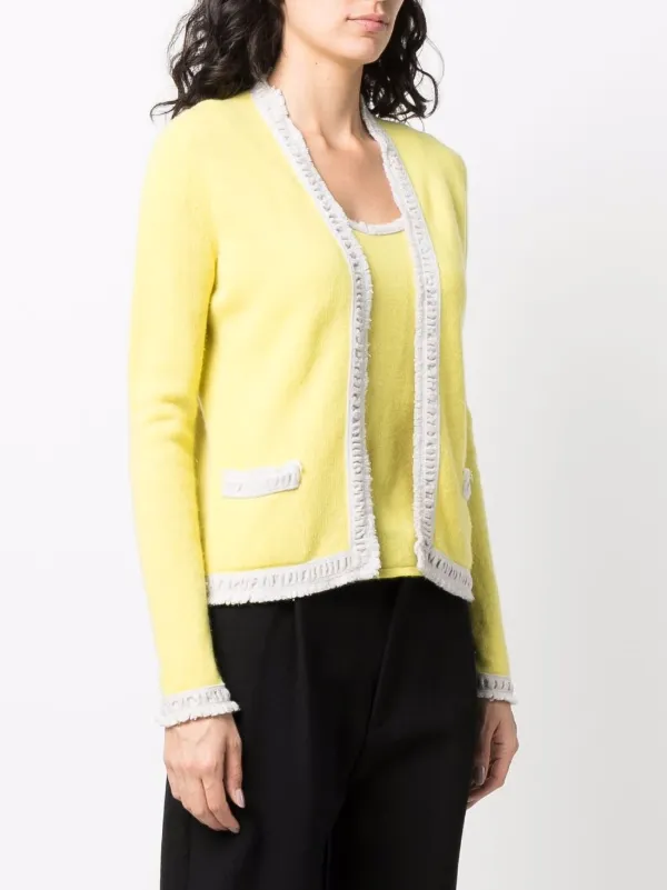 CHANEL Pre-Owned 2003 Layered Knitted Cashmere Cardigan | Yellow