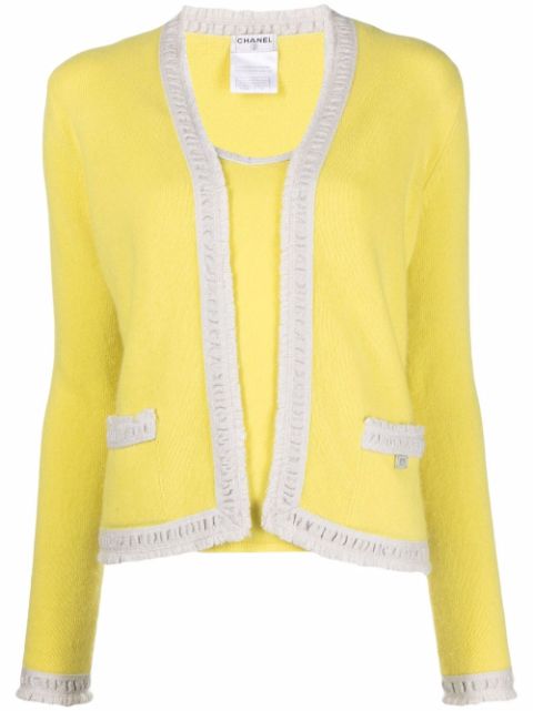 Cheap HOT SALE CHANEL 2003 layered knitted cashmere cardigan Women