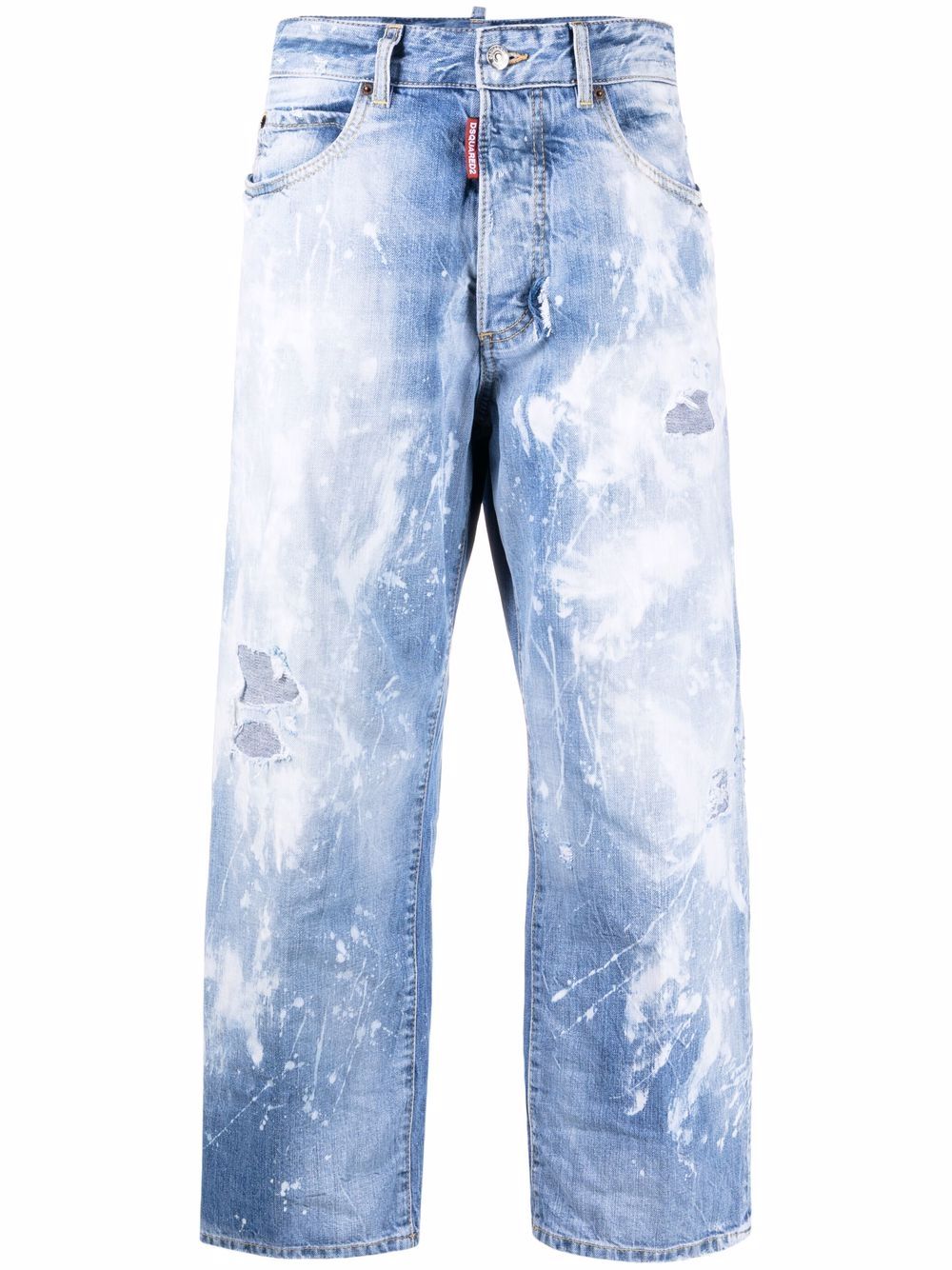 

Dsquared2 jeans anchos con efecto envejecido - Azul