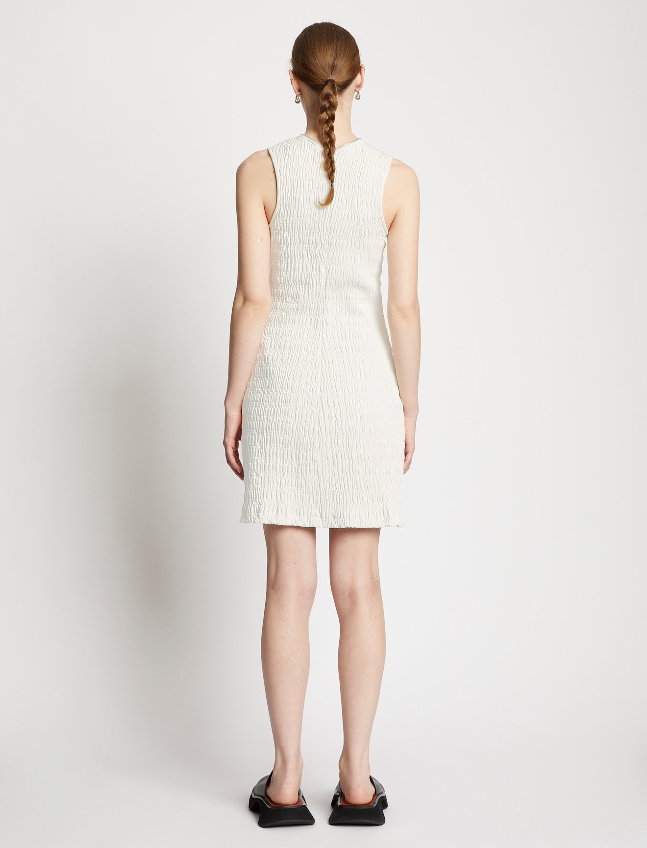 Faux Leather Smocked Zip Dress #2