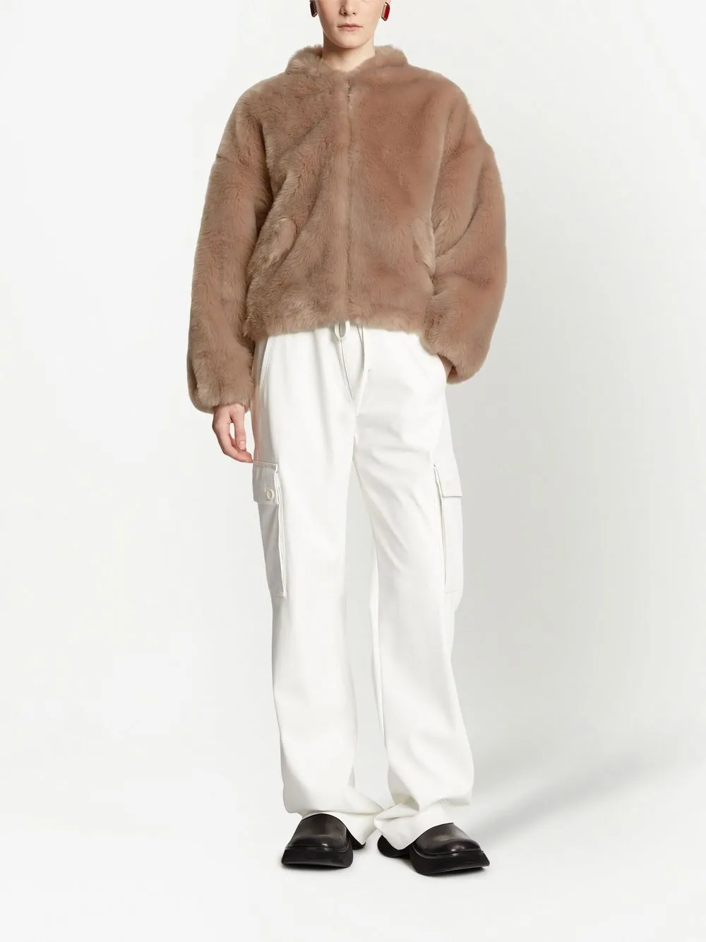 Shop Proenza Schouler White Label Faux-fur Cropped Jacket In Rosa