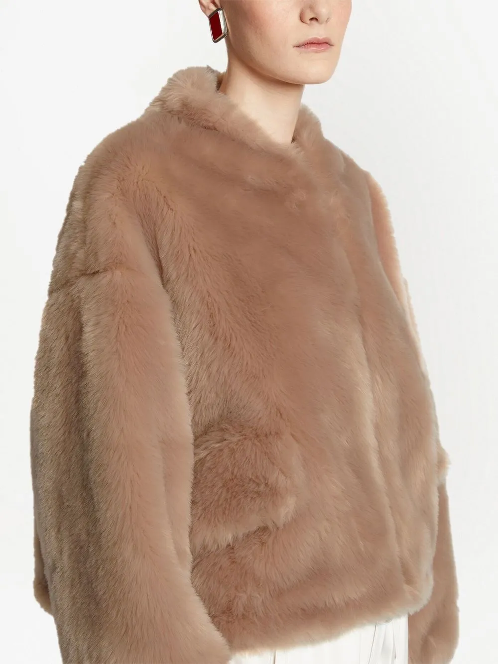 Shop Proenza Schouler White Label Faux-fur Cropped Jacket In Rosa