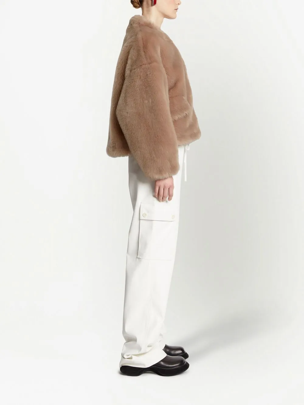 Shop Proenza Schouler White Label Faux-fur Cropped Jacket In Rosa