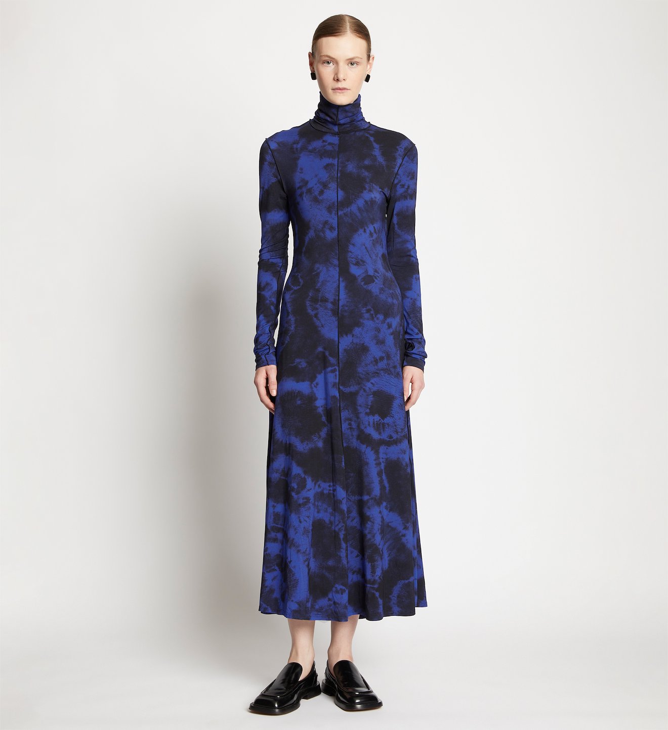 Marble Jersey Turtleneck Dress