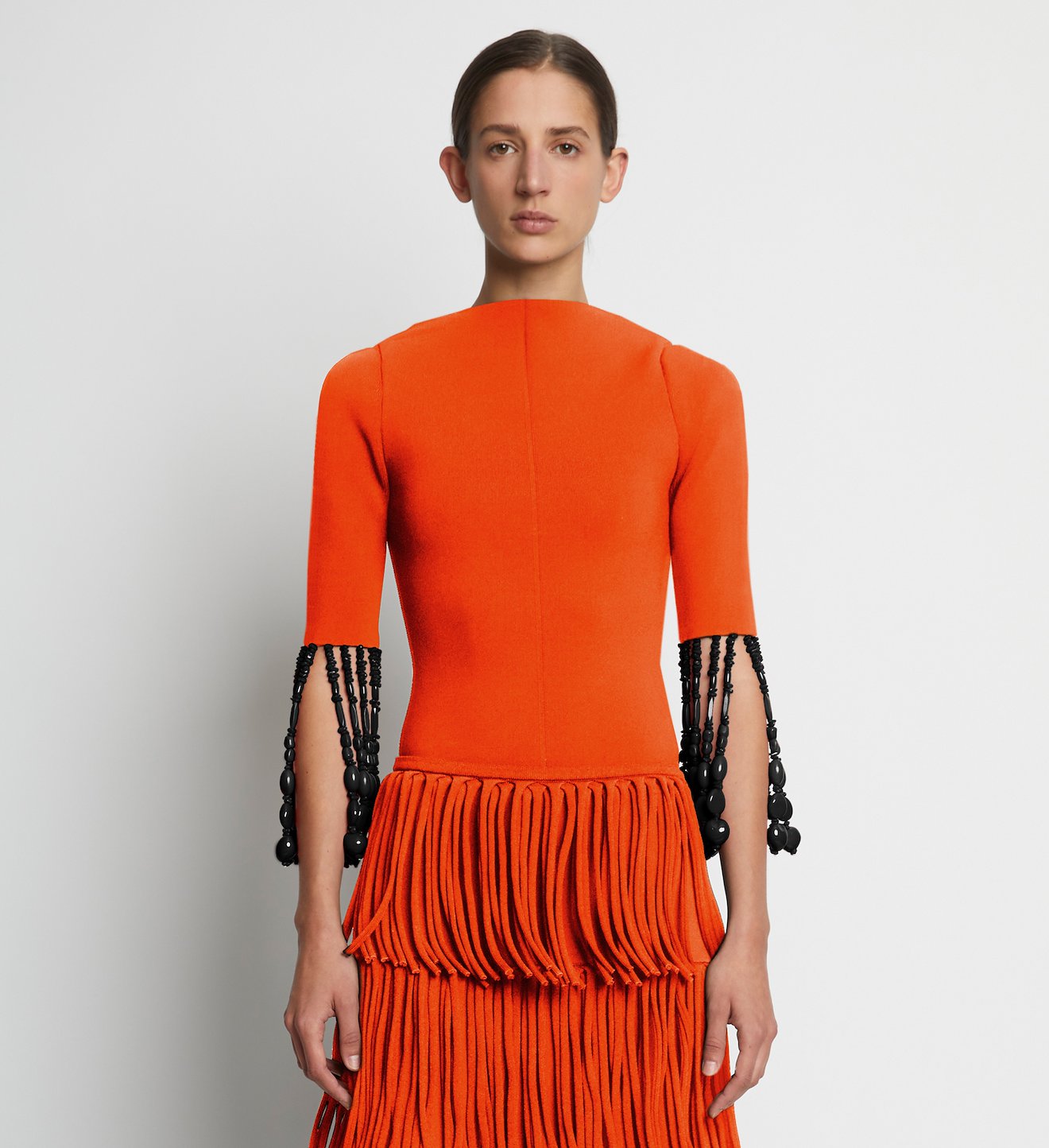 Compact Viscose Knit Beaded Top