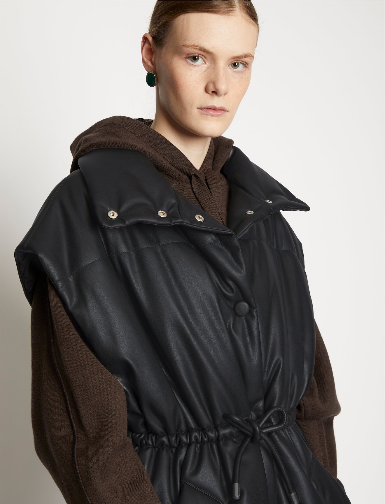 Faux Leather Puffer Vest #3