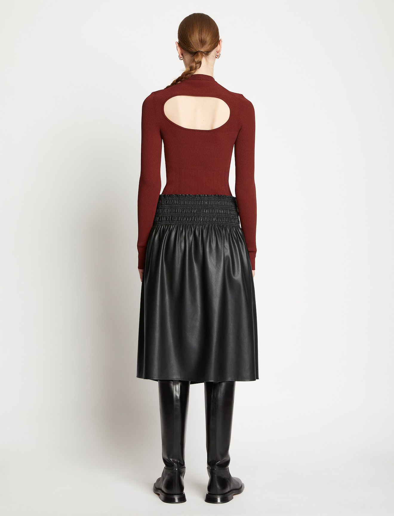 Faux Leather Smocked Skirt #1