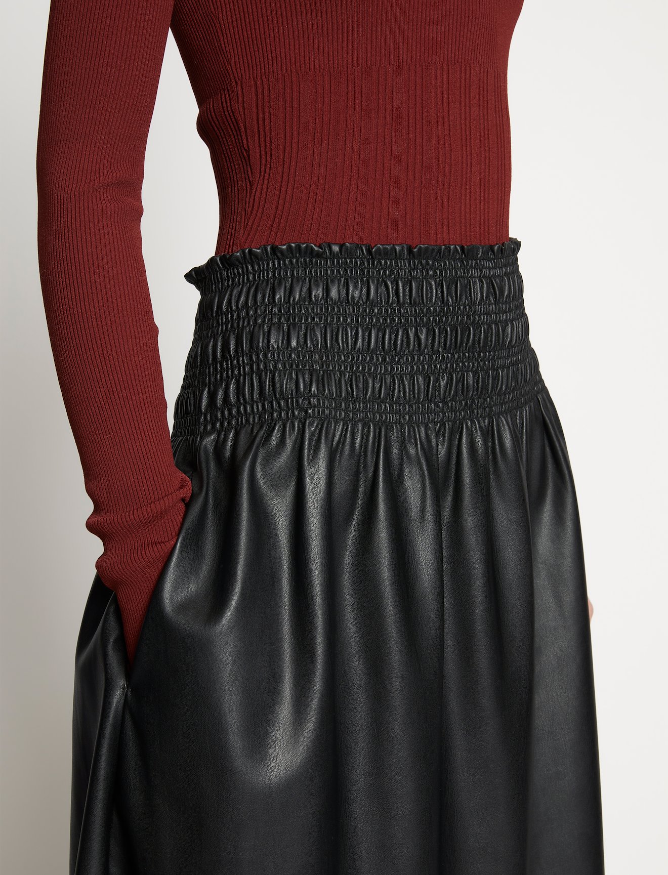 Faux Leather Smocked Skirt #2