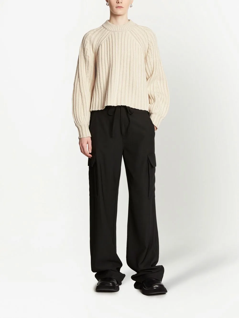 Shop Proenza Schouler White Label Plaited Rib Crewneck Jumper In Neutrals