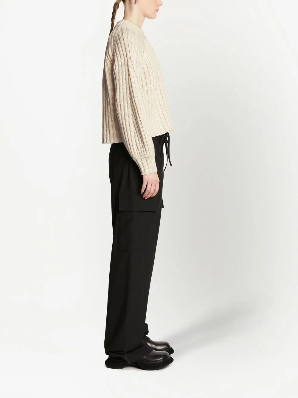 Shop Proenza Schouler White Label Plaited Rib Crewneck Jumper In Neutrals
