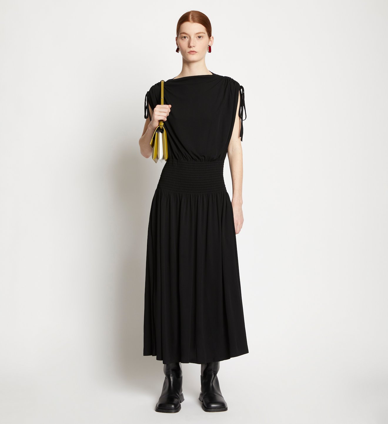 Matte Crepe Smocked Dress