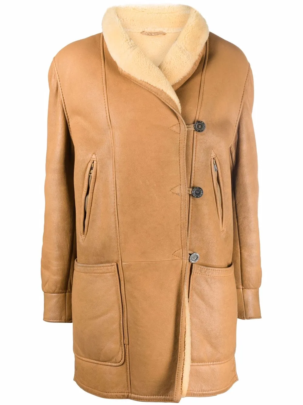 

Hermès 1990s pre-owned shearling coat - Brown