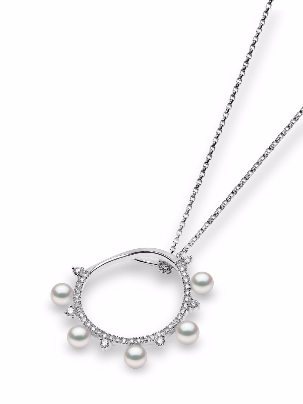 фото Yoko london 18kt white gold sleek akoya pearl diamond pendant necklace