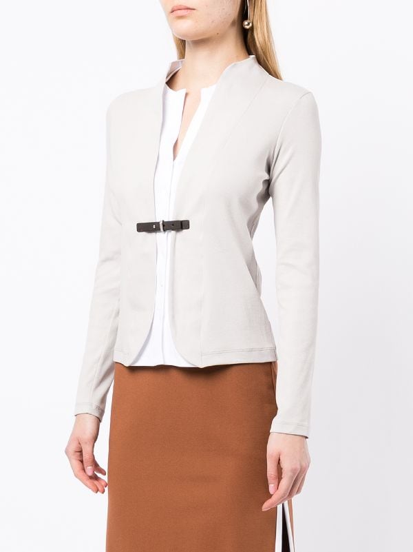 White collarless jacket on sale womens