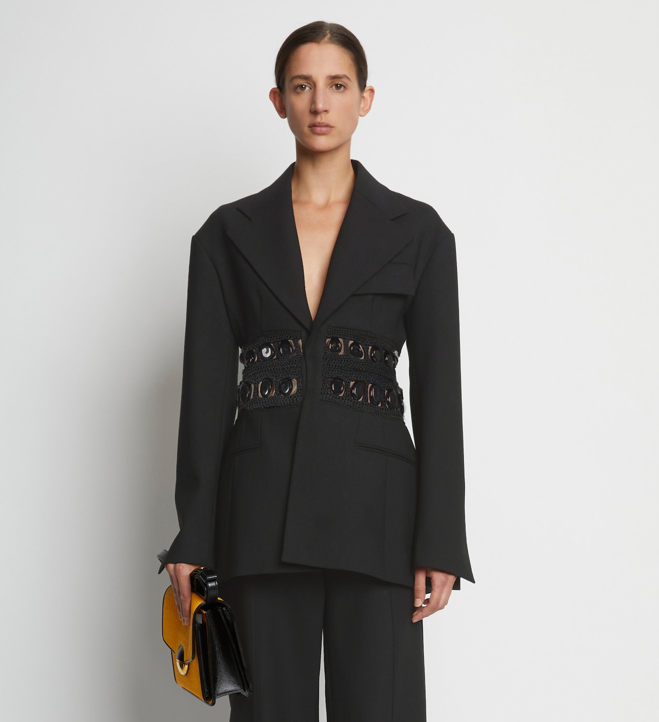 Stretch Suiting Embroidered Blazer in black | Proenza Schouler