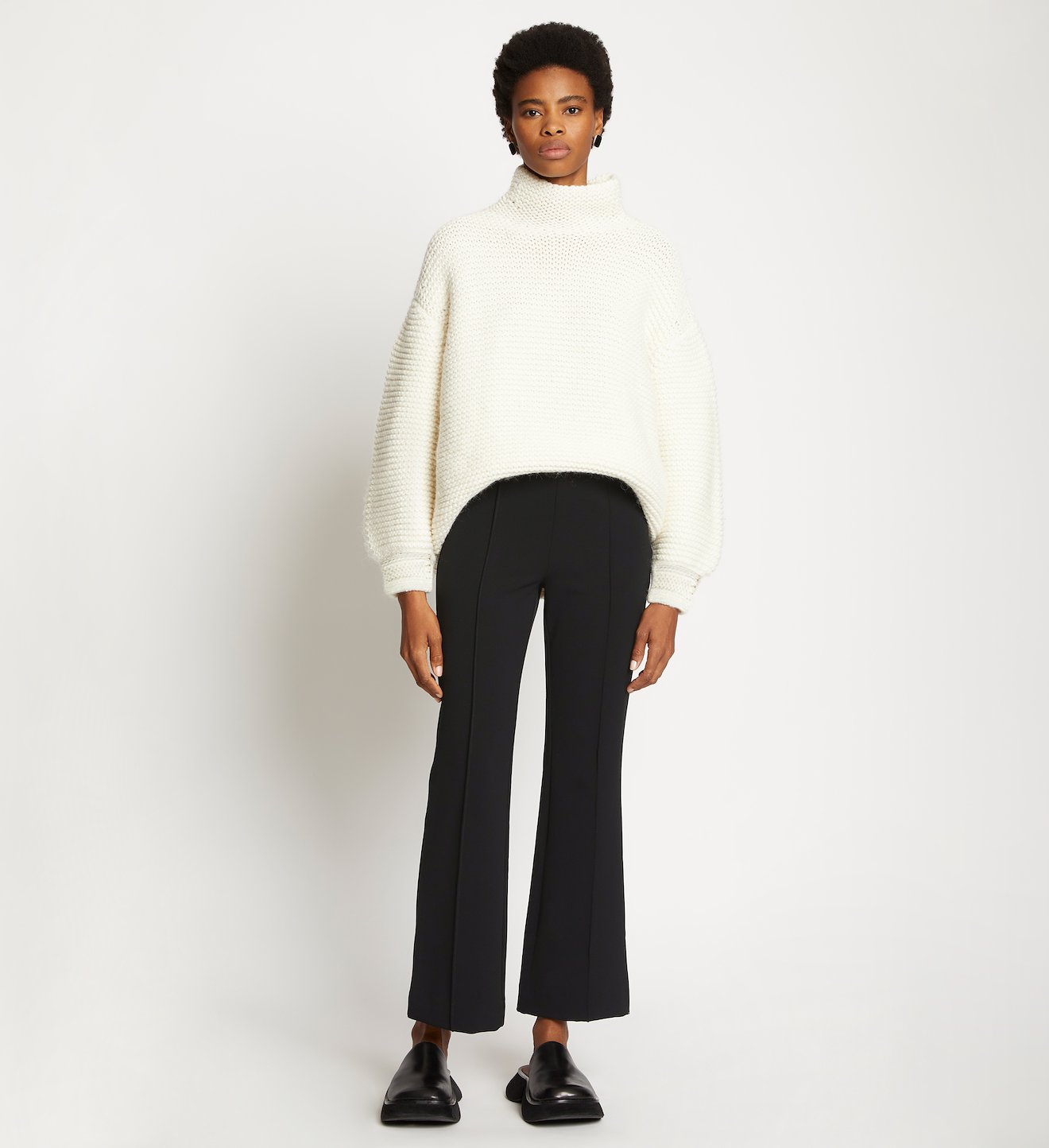 Bi-Stretch Crepe Flared Pants