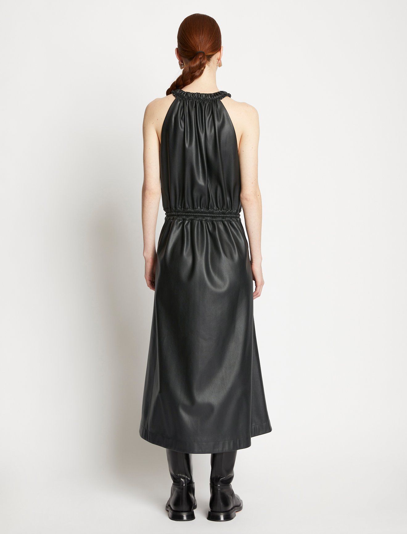 Faux Leather Drawstring Sleeveless Dress #2