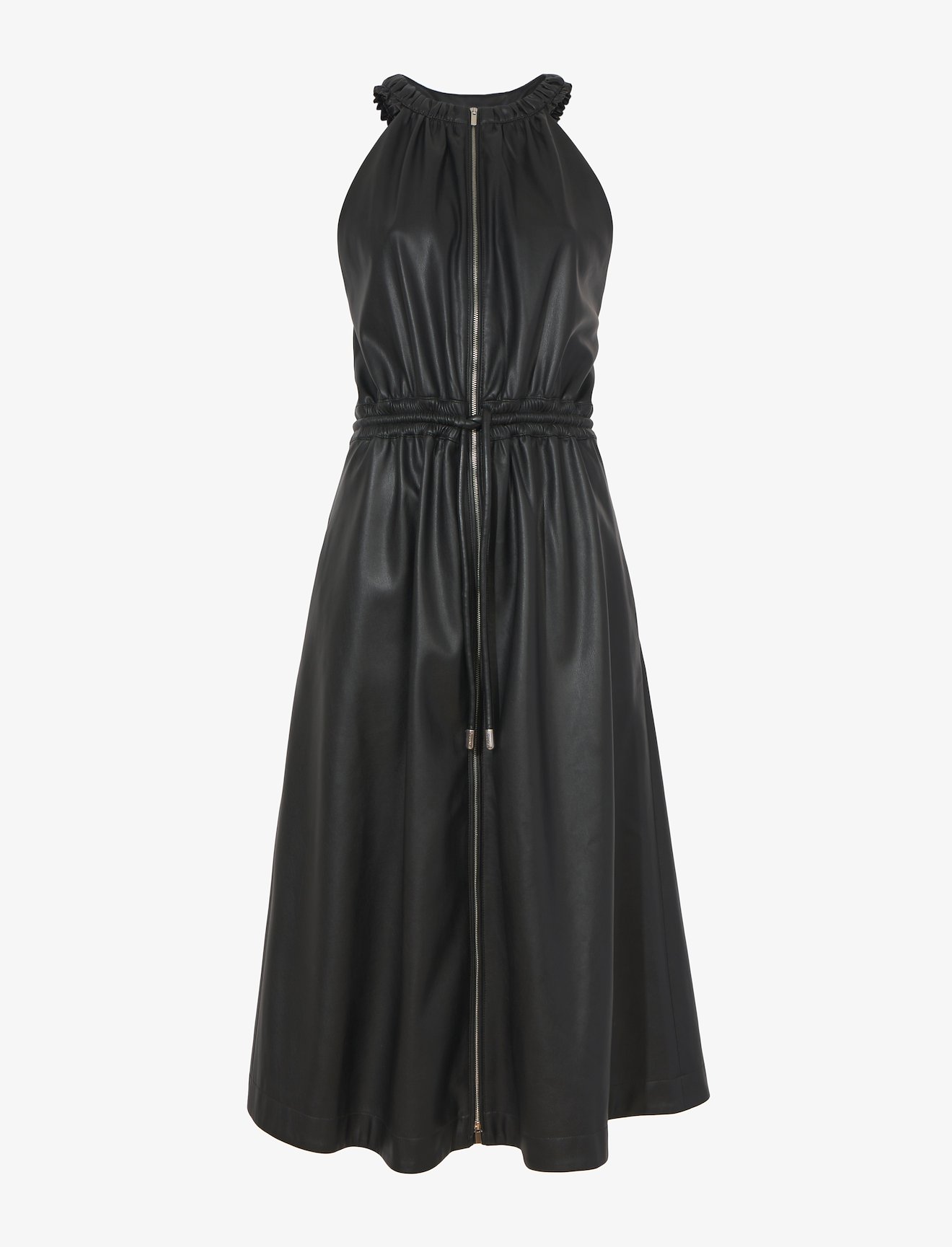 Faux Leather Drawstring Sleeveless Dress #4