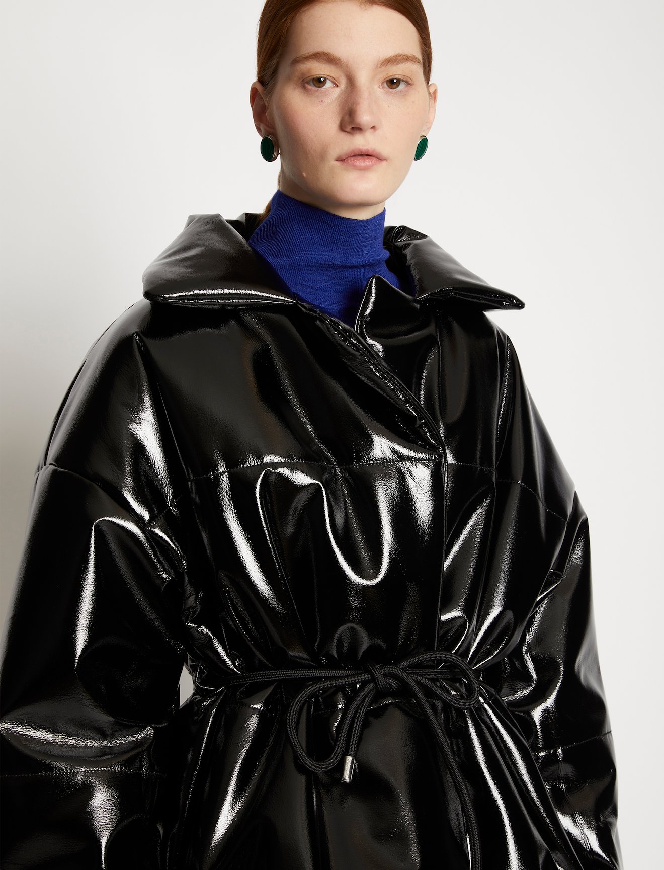 Lacquered Canvas Cropped Puffer Coat #3