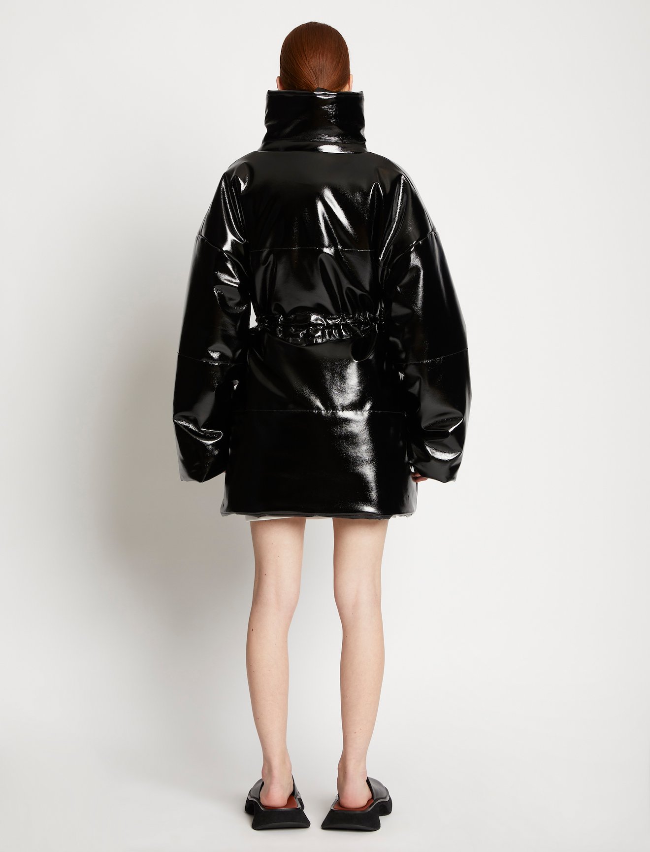 Lacquered Canvas Cropped Puffer Coat #2