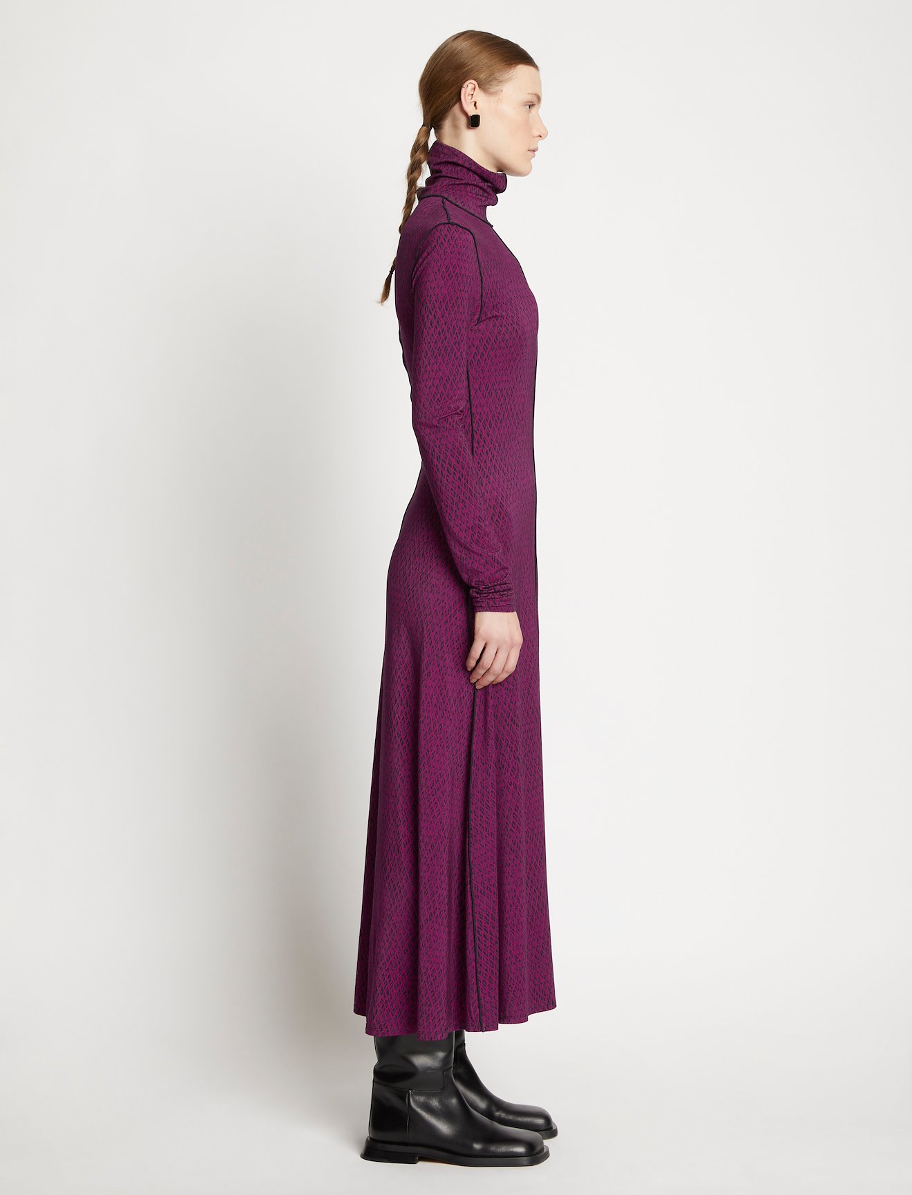 Mesh Jersey Turtleneck Dress #1