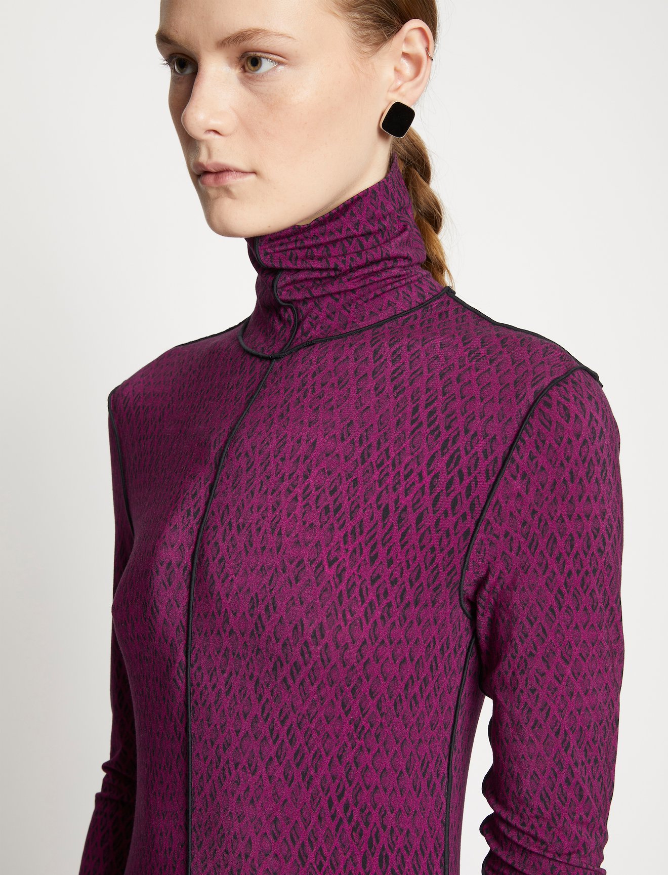 Mesh Jersey Turtleneck Dress #3