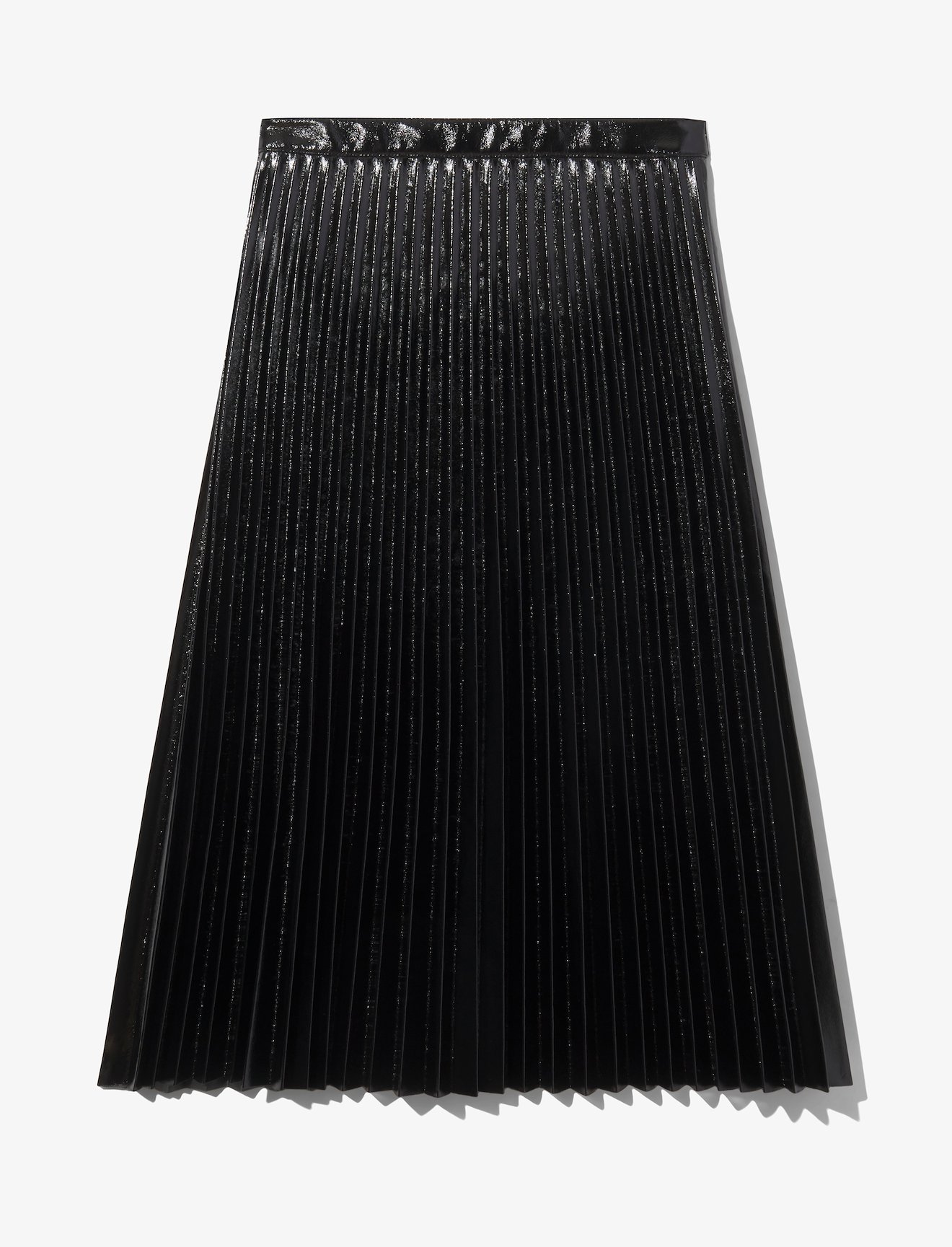 Lacquered Canvas Pleated Midi Skirt #4