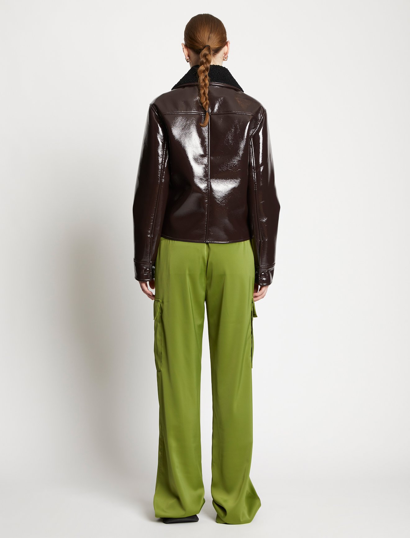 Lacquered Fleece Collar Jacket #3