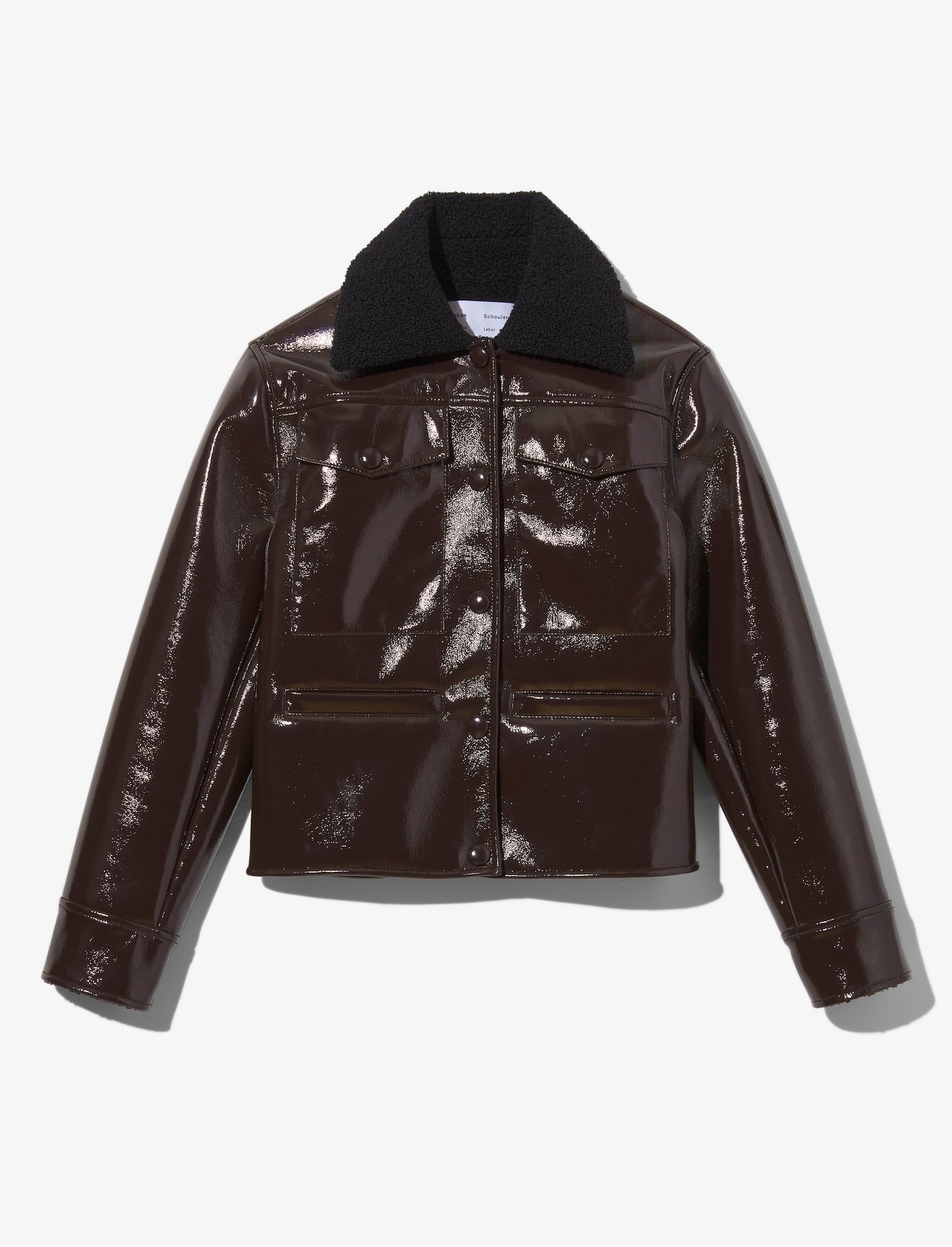 Lacquered Fleece Collar Jacket #5