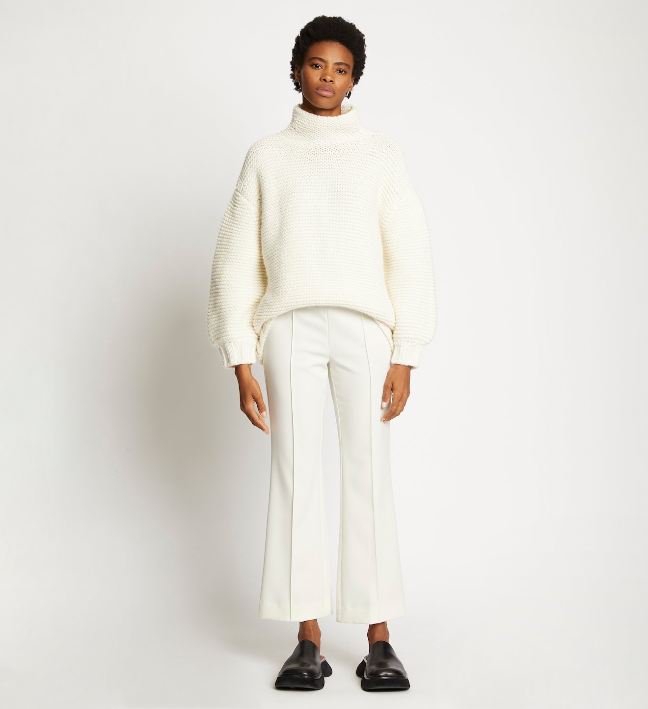 Bi-Stretch Crepe Flared Pants