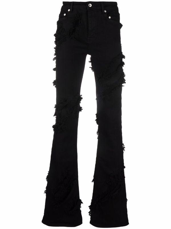 black distressed bootcut jeans