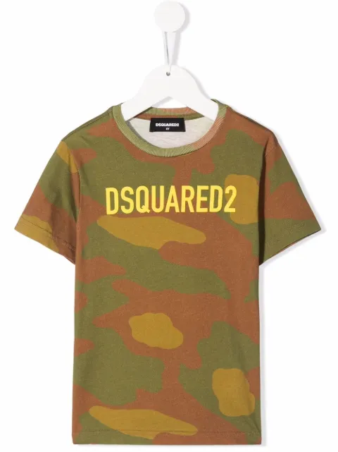 DSQUARED2 KIDS camouflage logo-print T-shirt